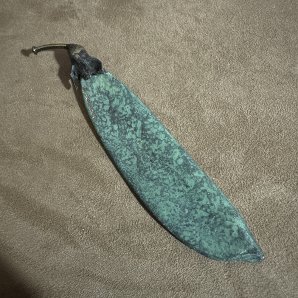 Donald L Reed Bronze Green Pea Knock Sculpture Vintage Signed, Numbered